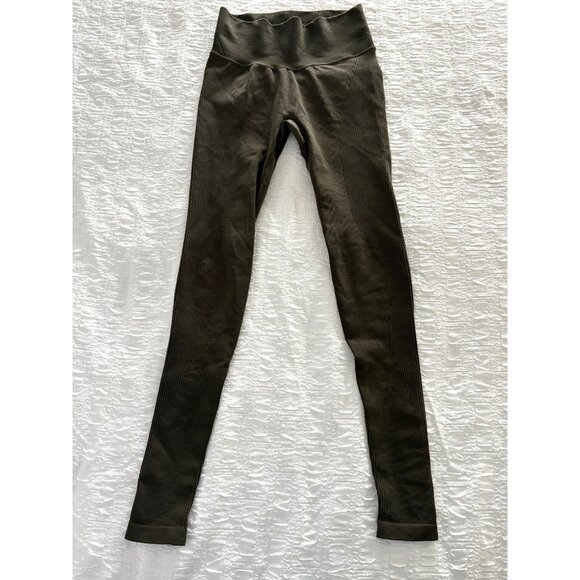 Lululemon Thermal Tight 28" Dark Olive Wool-Blend Seamless Knit Leggings 2 - Picture 2 of 10